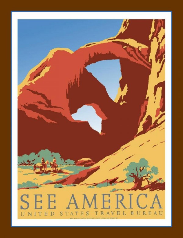 Travel to Bryce Canyon red rocks US Travel bureau poster 1940 by VINTAGE POSTER